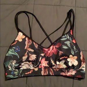 Old navy black floral sports bra